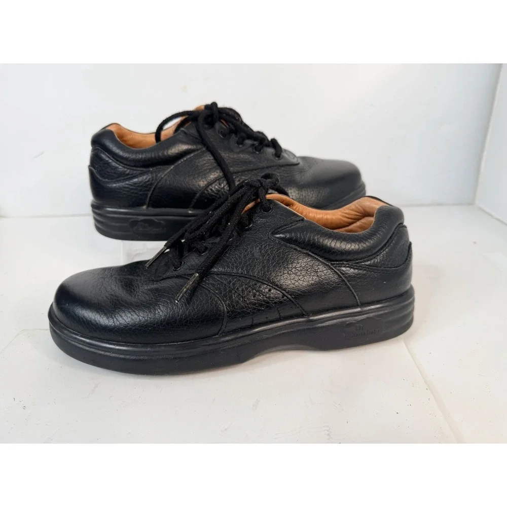 Dr. Comfort Lindsey Black Leather Lace Up Comfort Shoes Womens 6.5W Wide - Picture 2 of 12